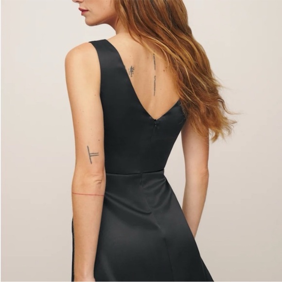 Reformation Zenni Black Satin Mini Dress - Picture 5 of 10